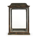 Central showcase in patinated wood