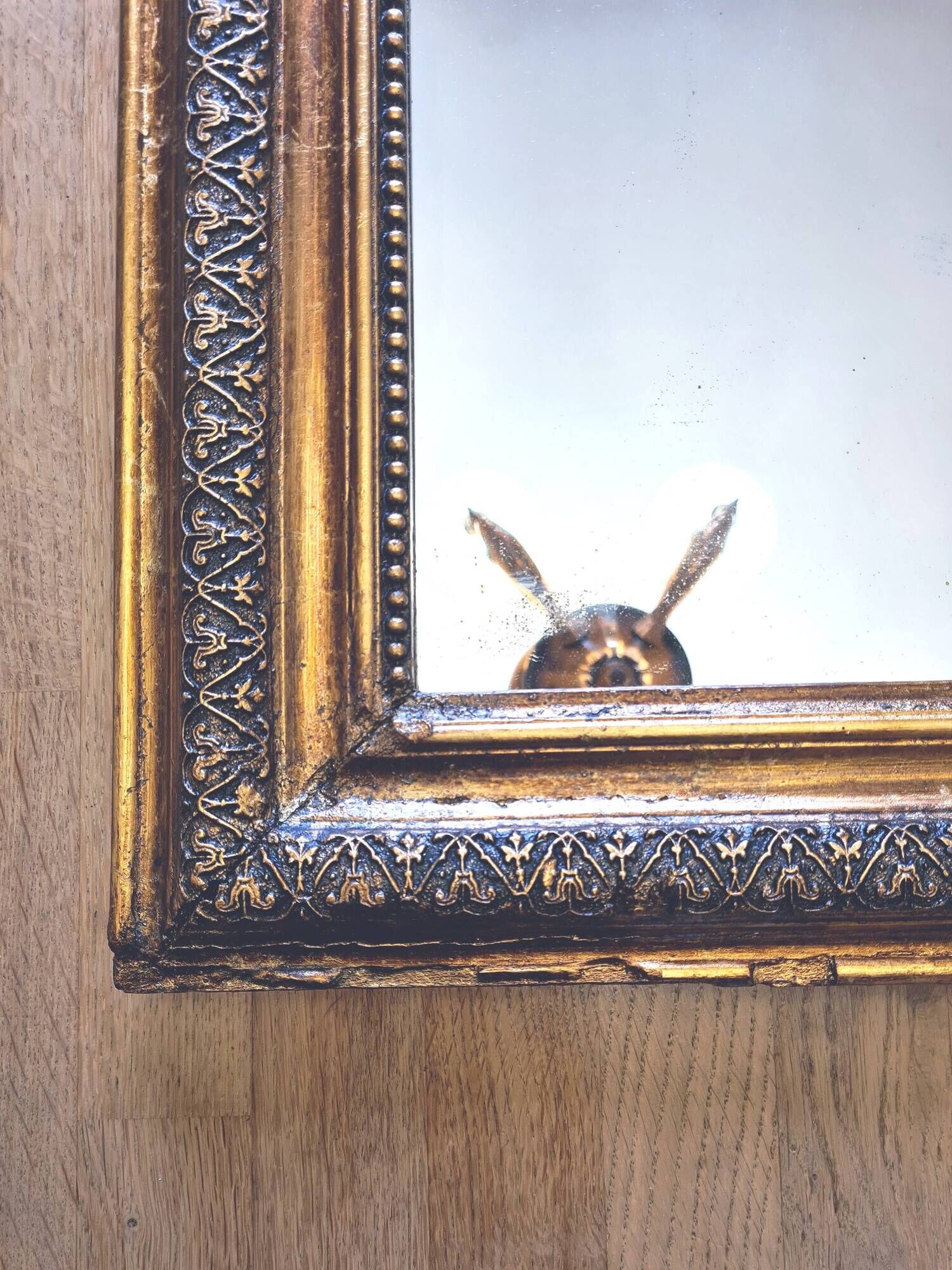 Antique large Louis Philippe mirror, decorated with gilt leaf - "Claude"