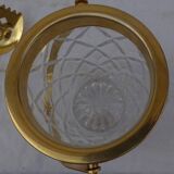 Glass and gold metal ice bucket with its gold metal spoon - Very good condition