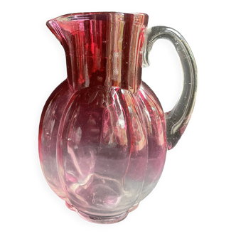 Colored blown glass jug attributed to Legras