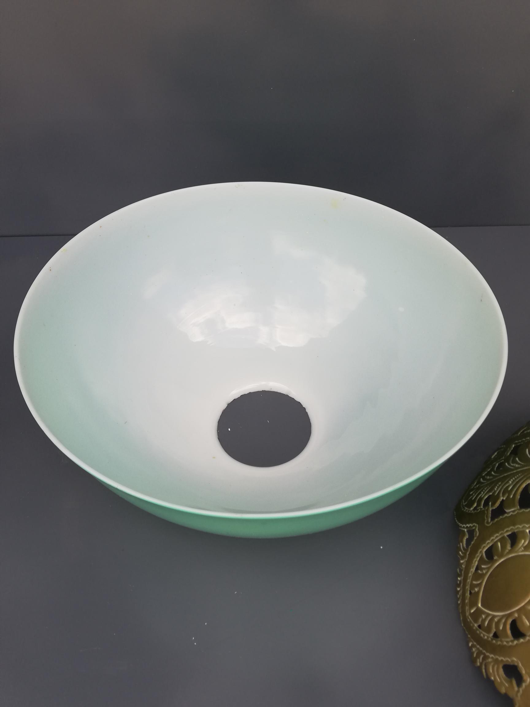 Opaline with its vintage chissed brass trim