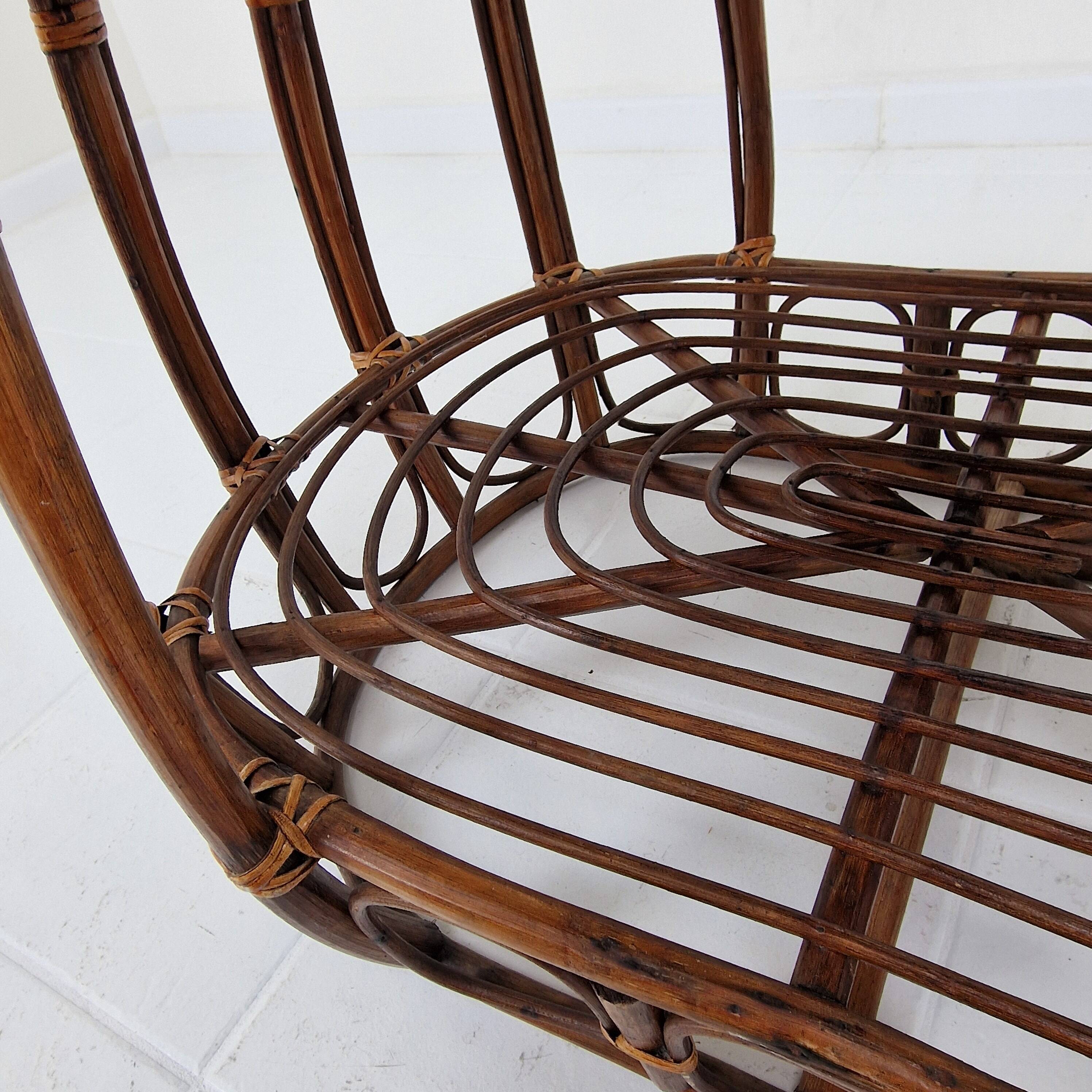 Italian Wicker and Rattan Coffee Table, 1970s