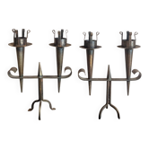 Brutalist pair of candlesticks