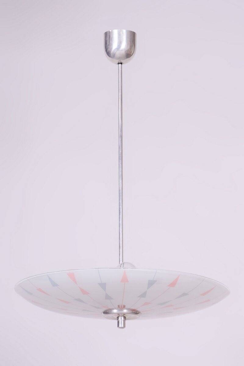 Mid-Century Chandelier in Chromed Steel by Napako, Czech, 1950s