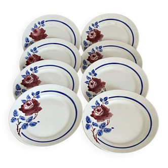 8 Luneville earthenware dessert plates