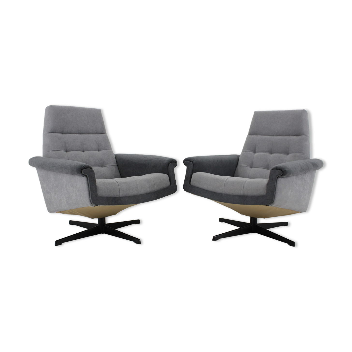 1970's Pair of Vintage Swivel Armchairs, Czechoslovakia