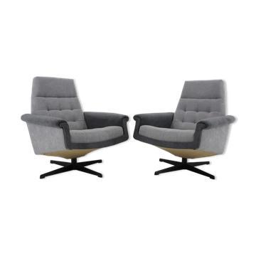 1970's Pair of Vintage Swivel Armchairs, Czechoslovakia