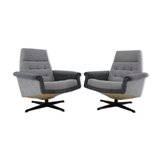 1970's Pair of Vintage Swivel Armchairs, Czechoslovakia