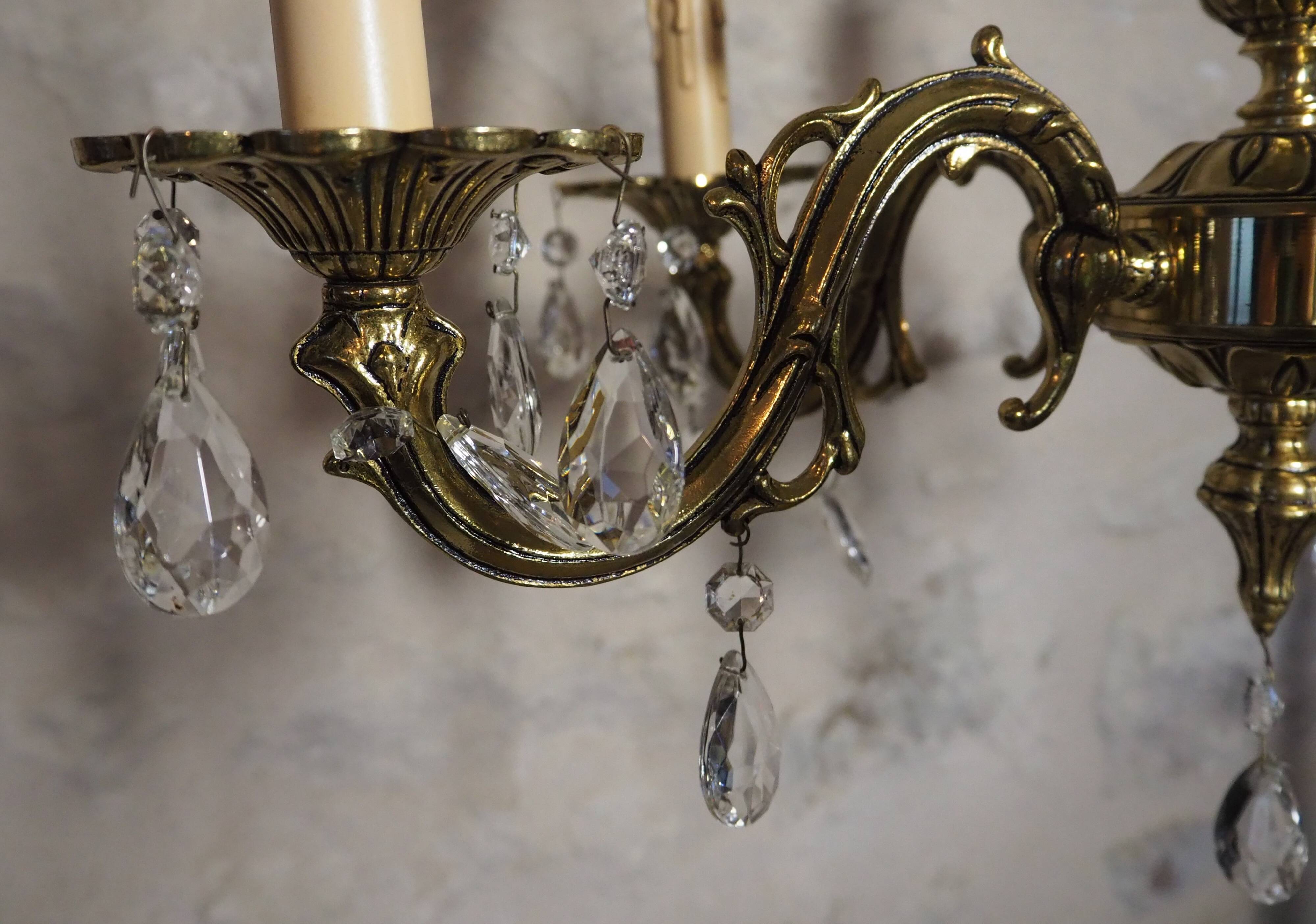 Bronze chandelier and faceted crystal stamps
