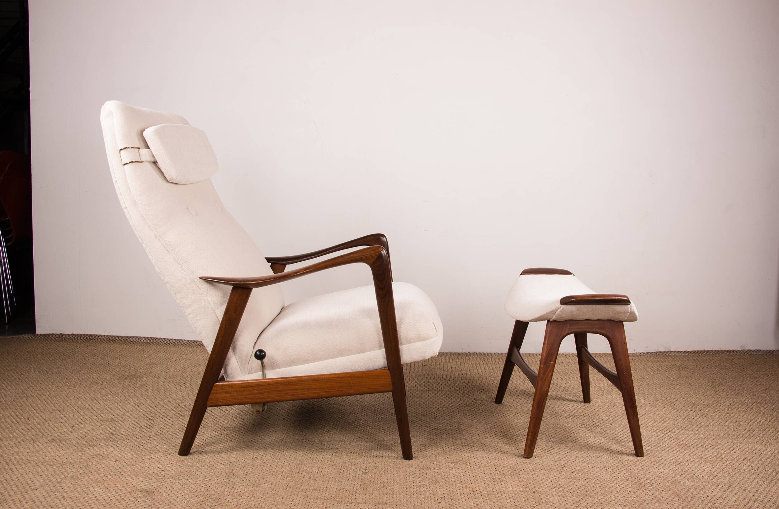 Large Norwegian Teak Armchair with Ottoman, Folke Ohlsson for Westnofa.