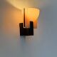Vintage wall light, chrome-plated metal and pressed molded sandblasted glass, Italy, 1980
