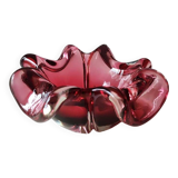 Floral/Corolla shaped pocket emptier. Murano Italy/Chambord by Fratelli Toso. In pink blown glass. Diam 18 cm