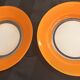 8 vintage Duralex deep plates from France – coloured glass from the 70s –
