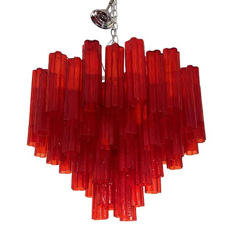 Red "Campari" Color Chandelier in Glass