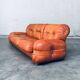 Mid-Century Modern Italian Leather 3 Seat Sofa, 1970s