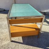 Vintage design double sided chrome glass desk in hetre