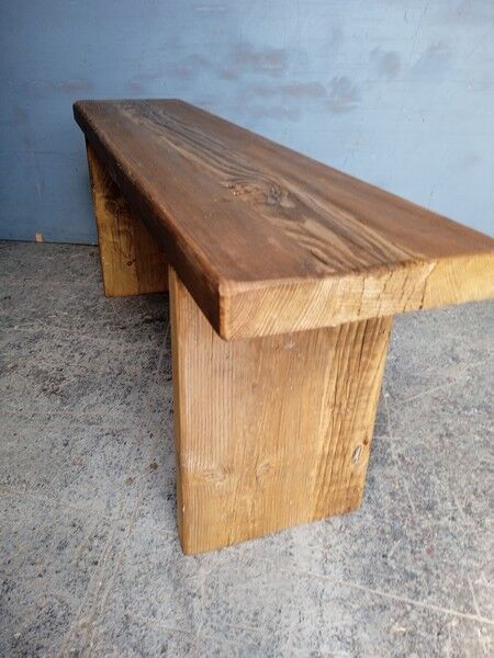 Old patinated solid wood bench 120cm