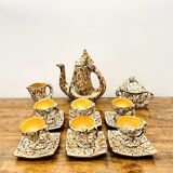Rare Vallauris ceramic coffee service Sculptural design and u enamel