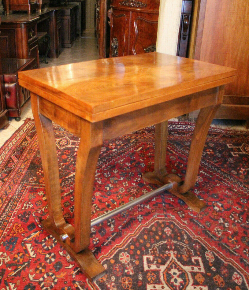 Table console blond walnut design 1930 - 1950 wallet tray