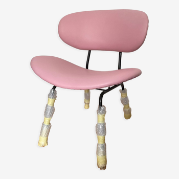 Italian pink leatherette chair by Cerutti 1950s