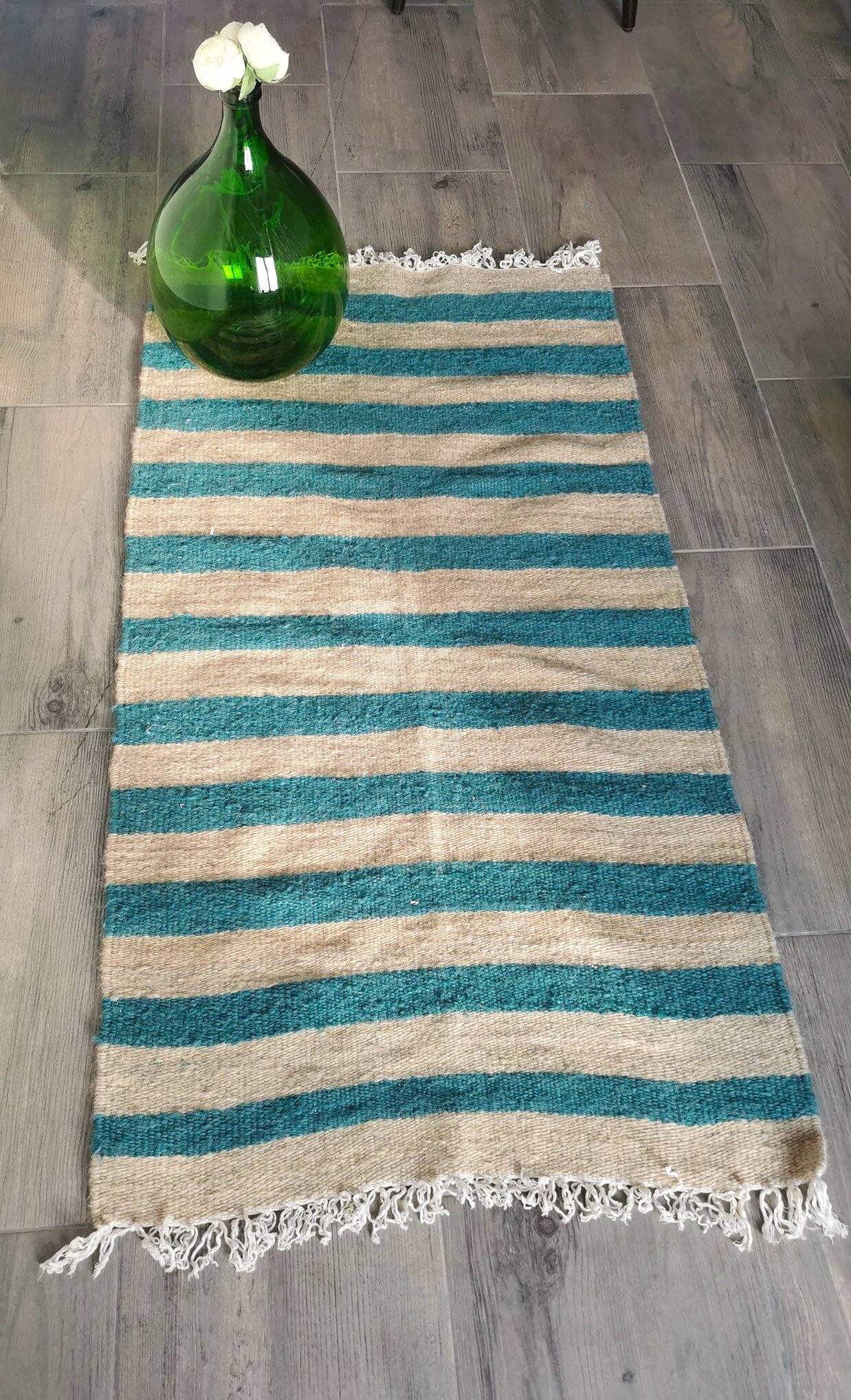 Double-sided kilim wool carpet fully handmade
