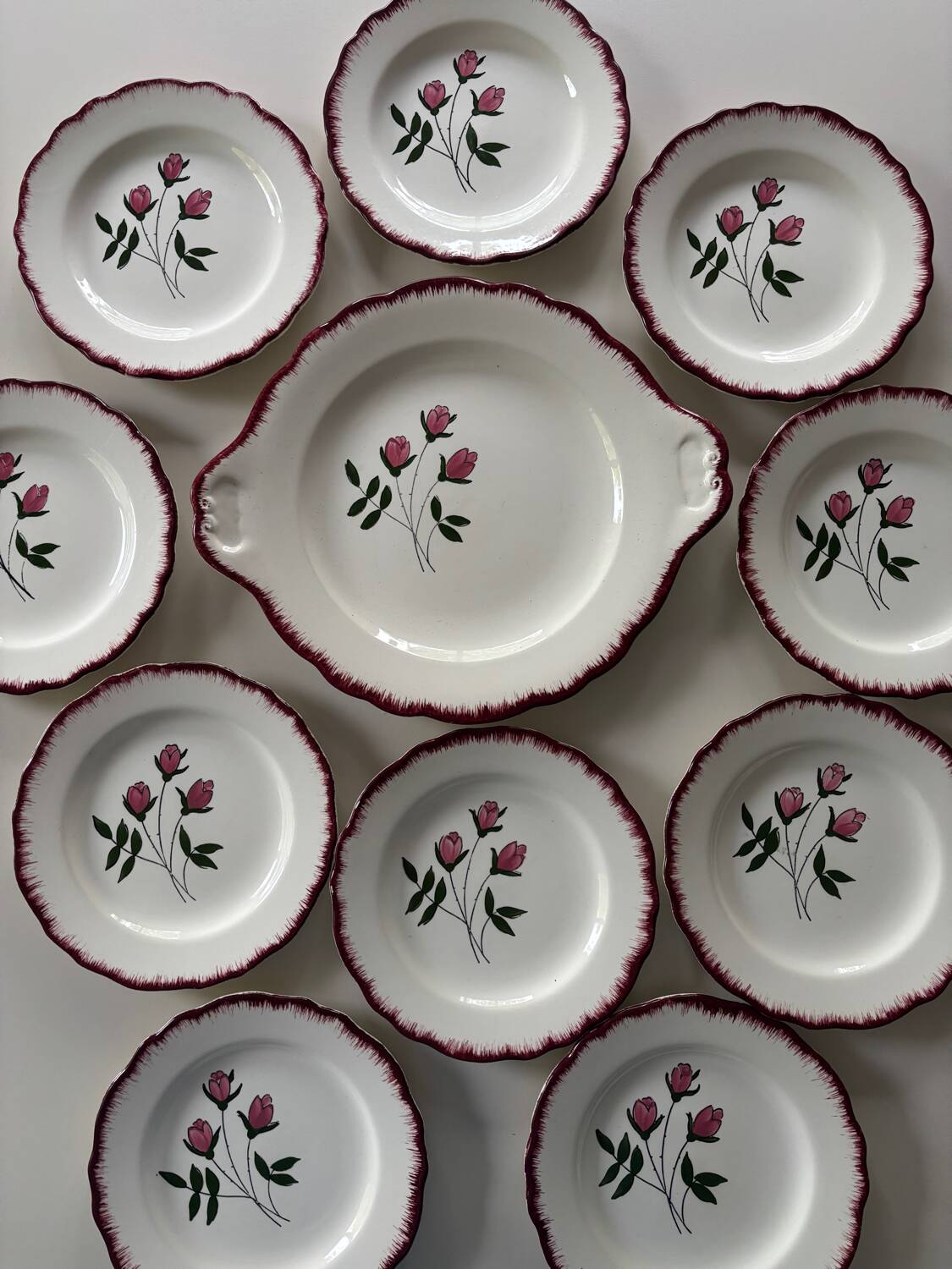 Salins dessert plates and platter, Cerilly model