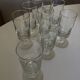 Set of 9 modernist half crystal water wine roller glasses 1960