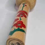 Vintage Japanese Kokeshi doll dated 1987, signed and numbered, floral decoration, 36 cm