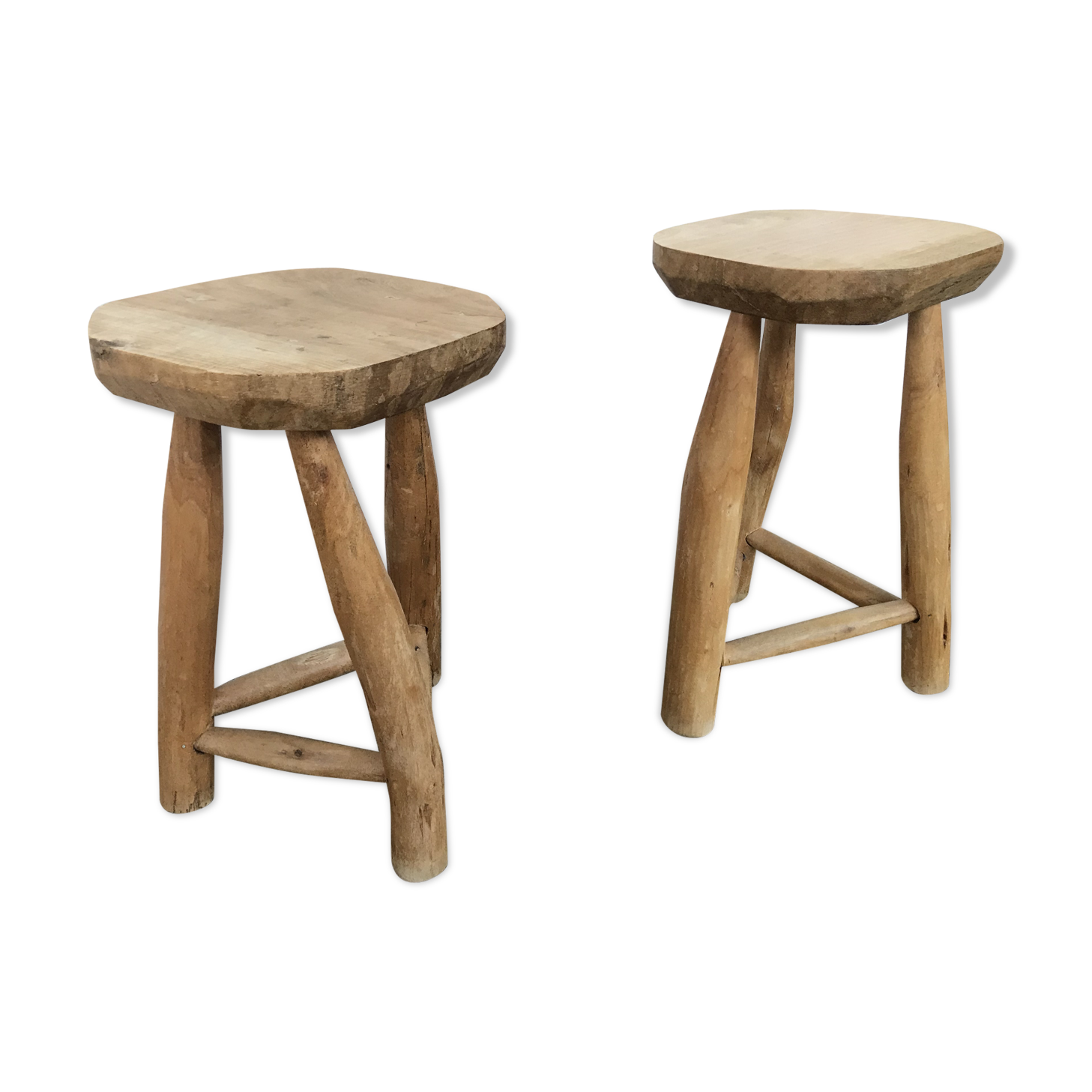 Pair of harness stools from the 1950s 1960s rustic vintage design
