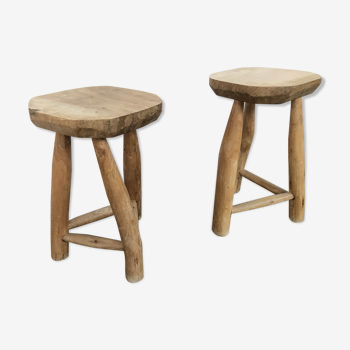 Pair of harness stools from the 1950s 1960s rustic vintage design
