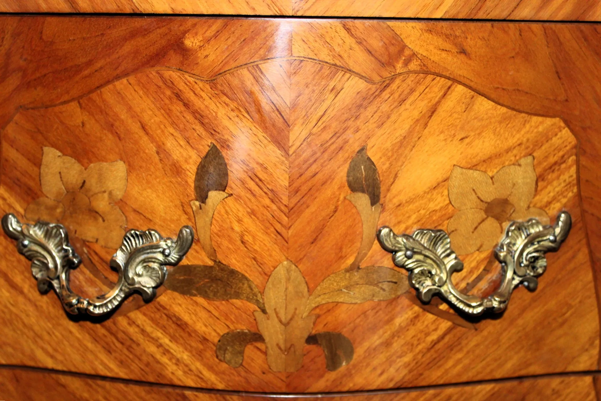 Louis XV style bedside table in marquetry rosewood