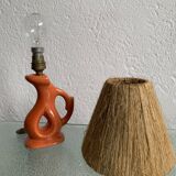 Vintage ceramic and raffia lamp