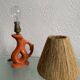 Vintage ceramic and raffia lamp