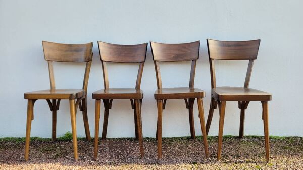 Série de 4 chaises de bistrot restaurant vintage- 1950s
