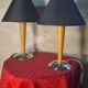 Paire de lampe chevet style scandinave bois et metal chromé elec ok 40x25.