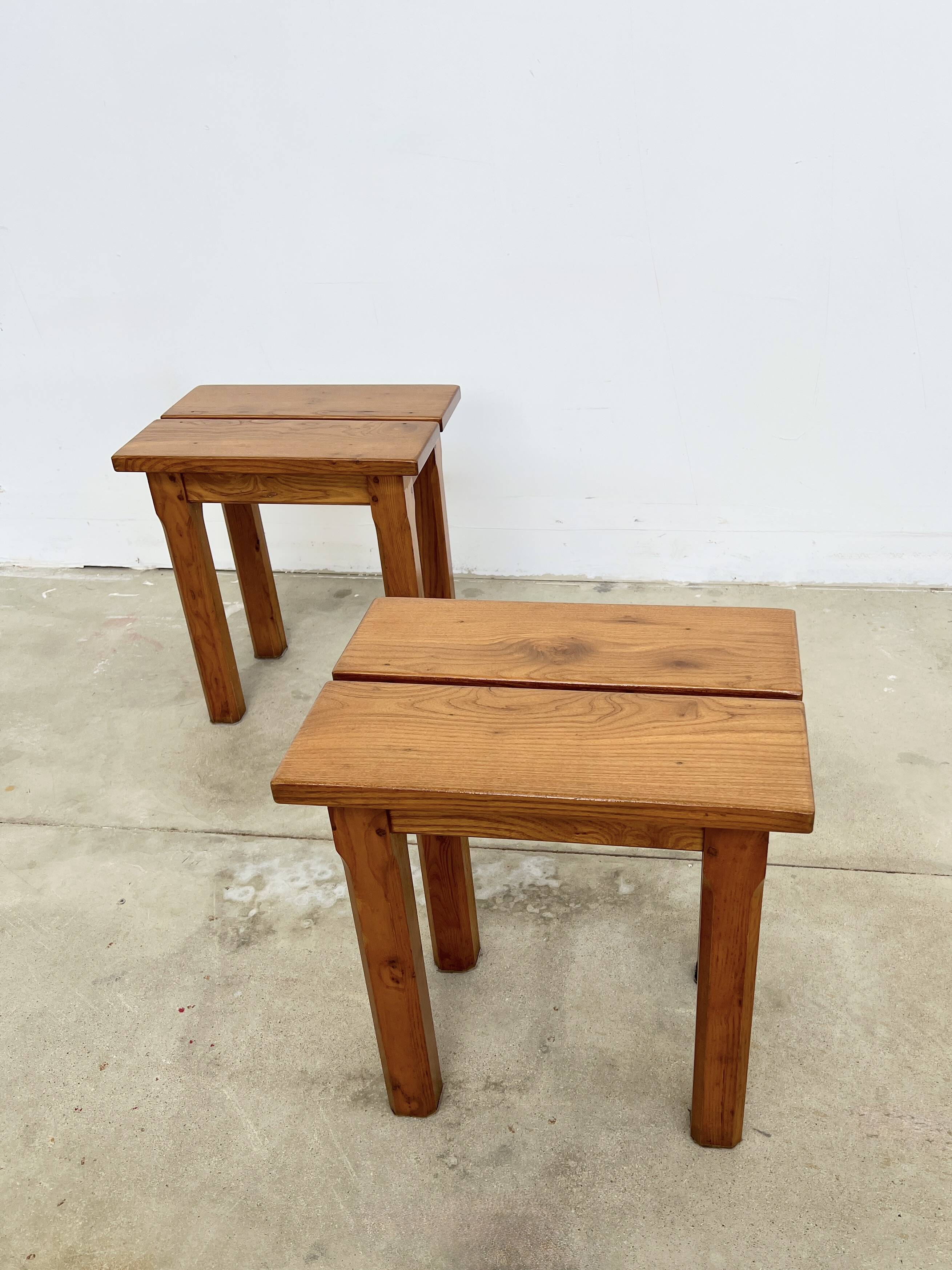Brutalist oak stool