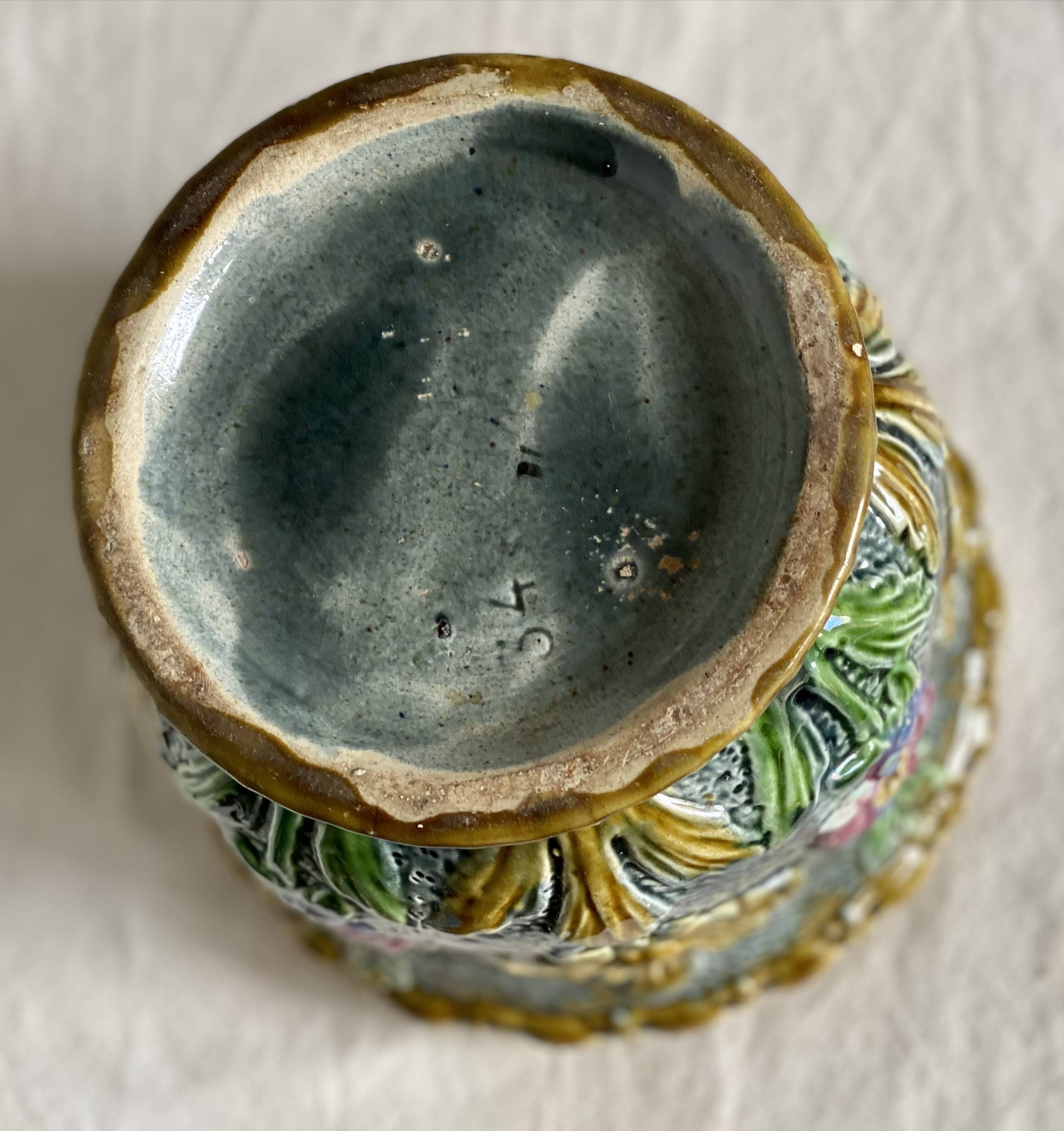 19th-century earthenware cache pot