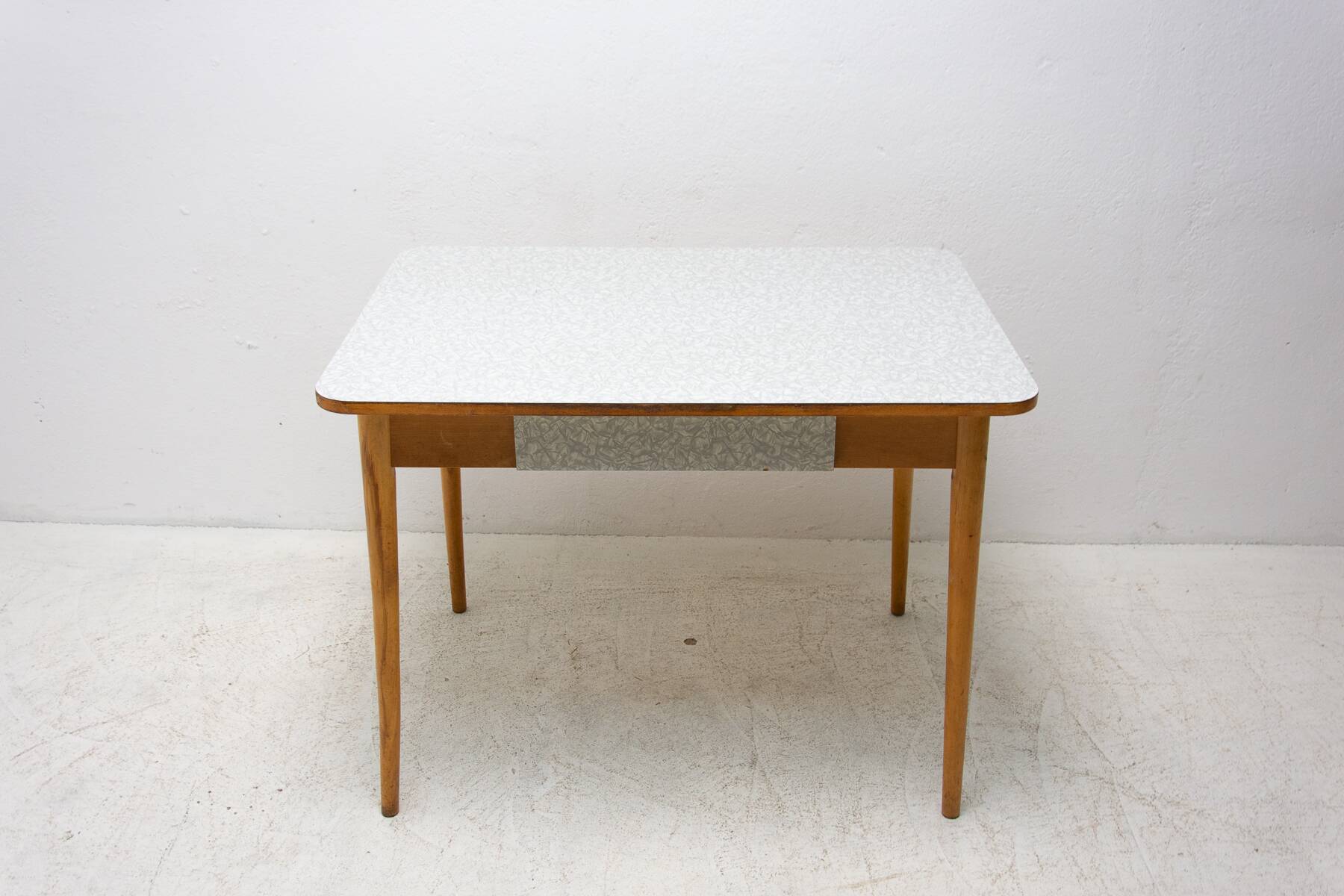 Midcentury formica and wood central table, Czechoslovakia, 1960s