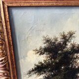 Dutch street scene oil painting in ornate frame signed Nijland