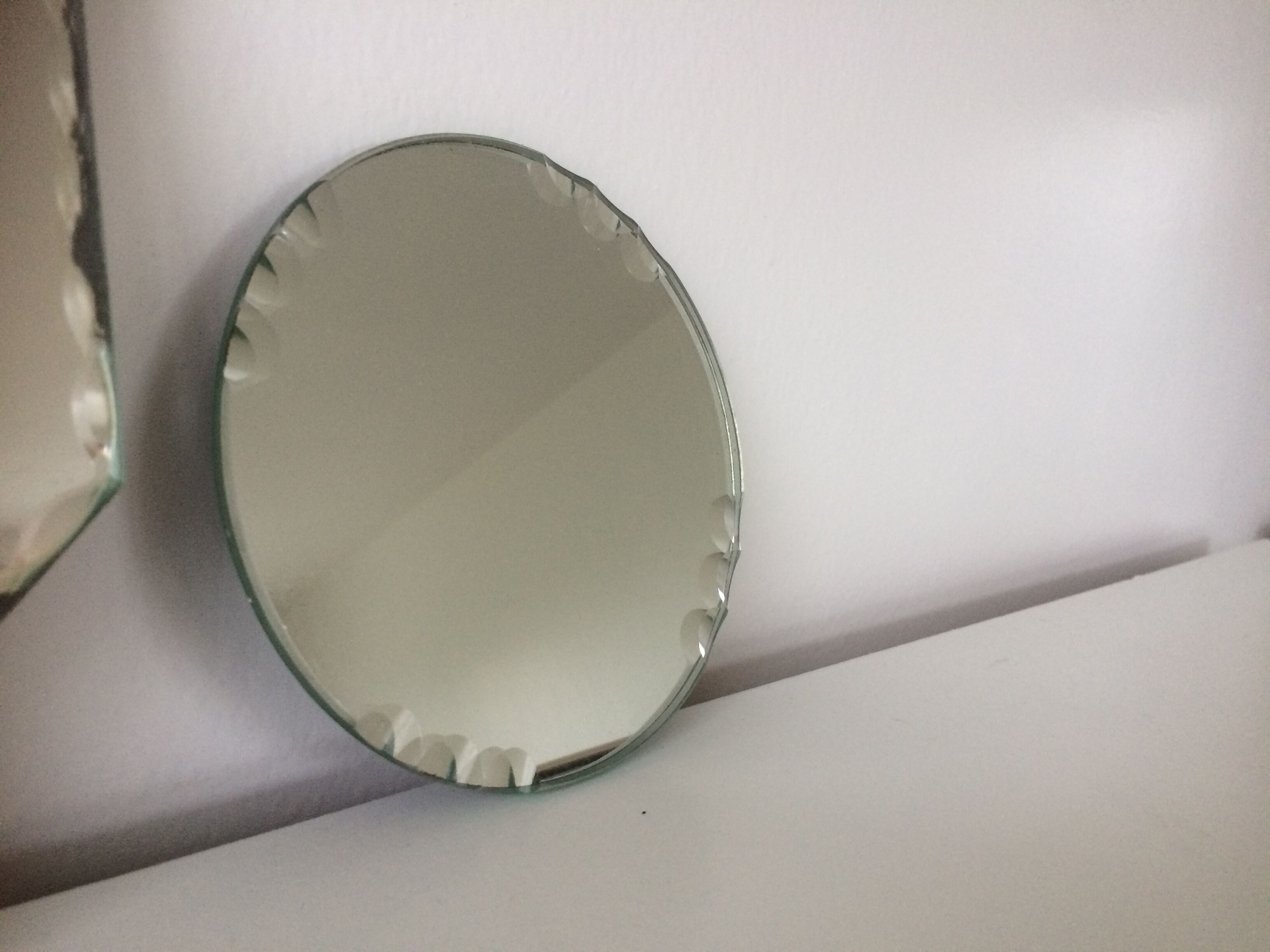 Lot de deux miroirs biseautés vintage, 20cm, 11.5cm