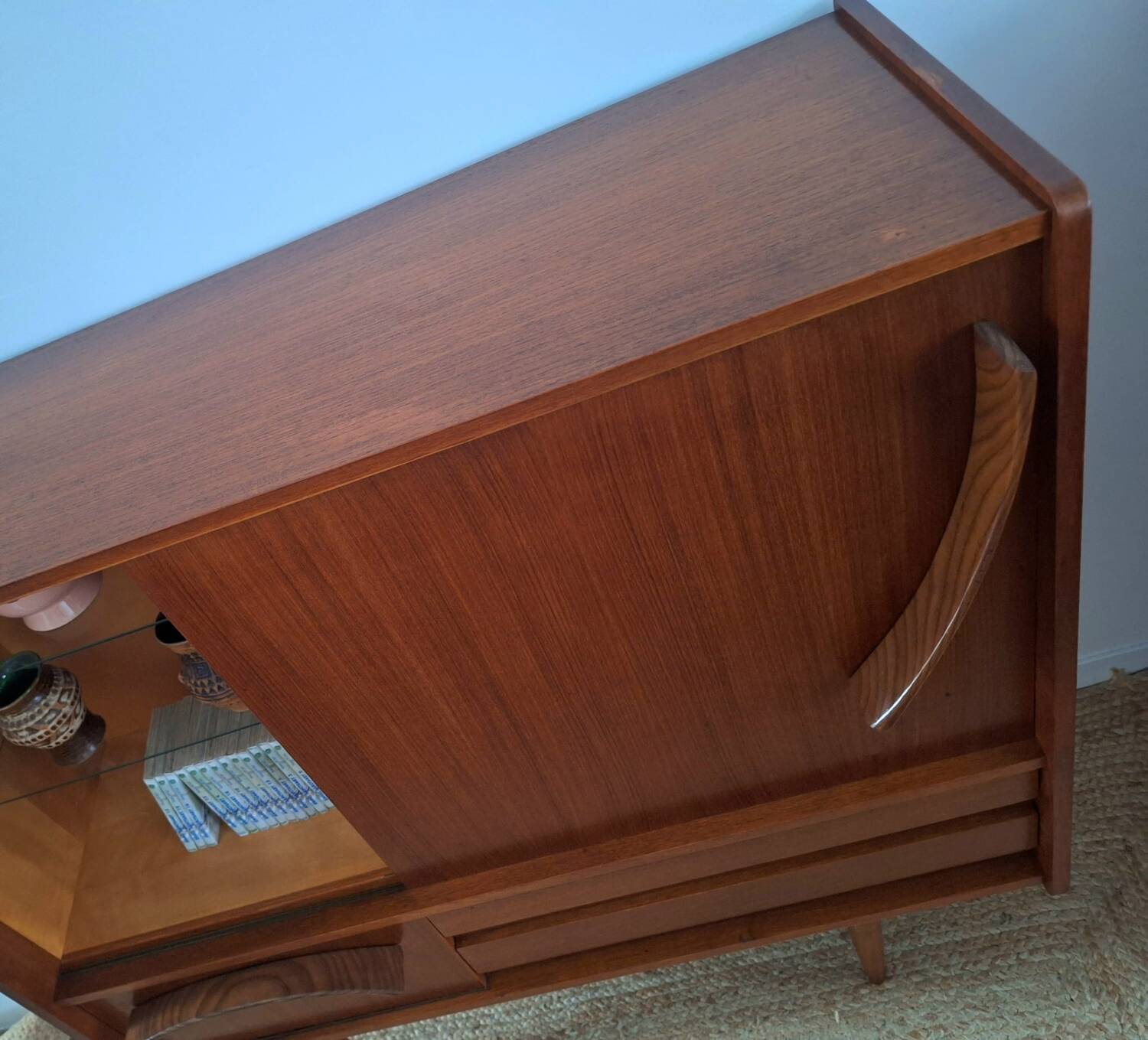 Vintage Scandinavian teak sideboard, buffet furniture.