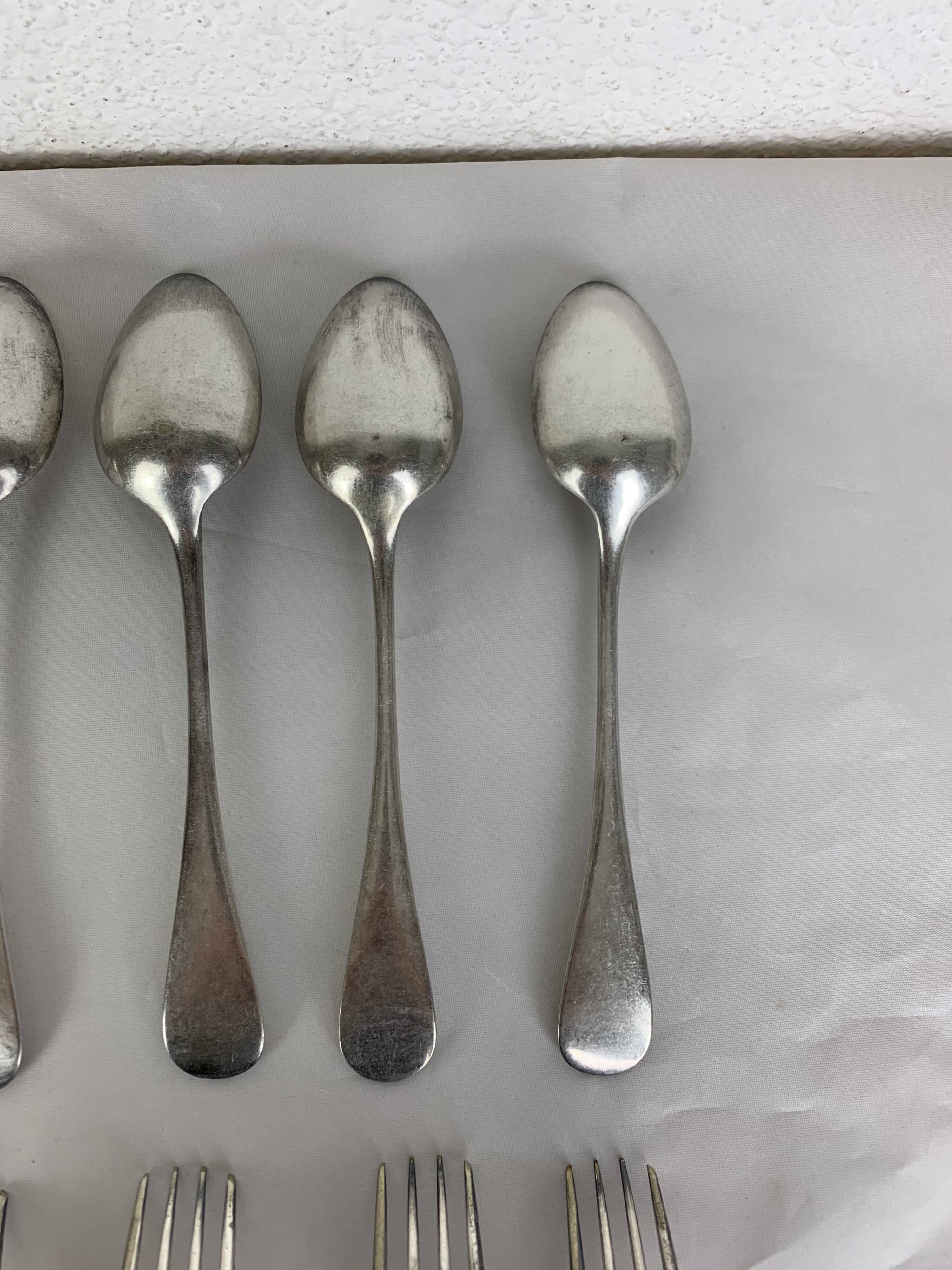 6 forks & 6 spoons Christofle Baguette Fidelio model silver metal