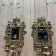 Pair of mirrors with candle holders in bronze signed FC Paris Napoleon III