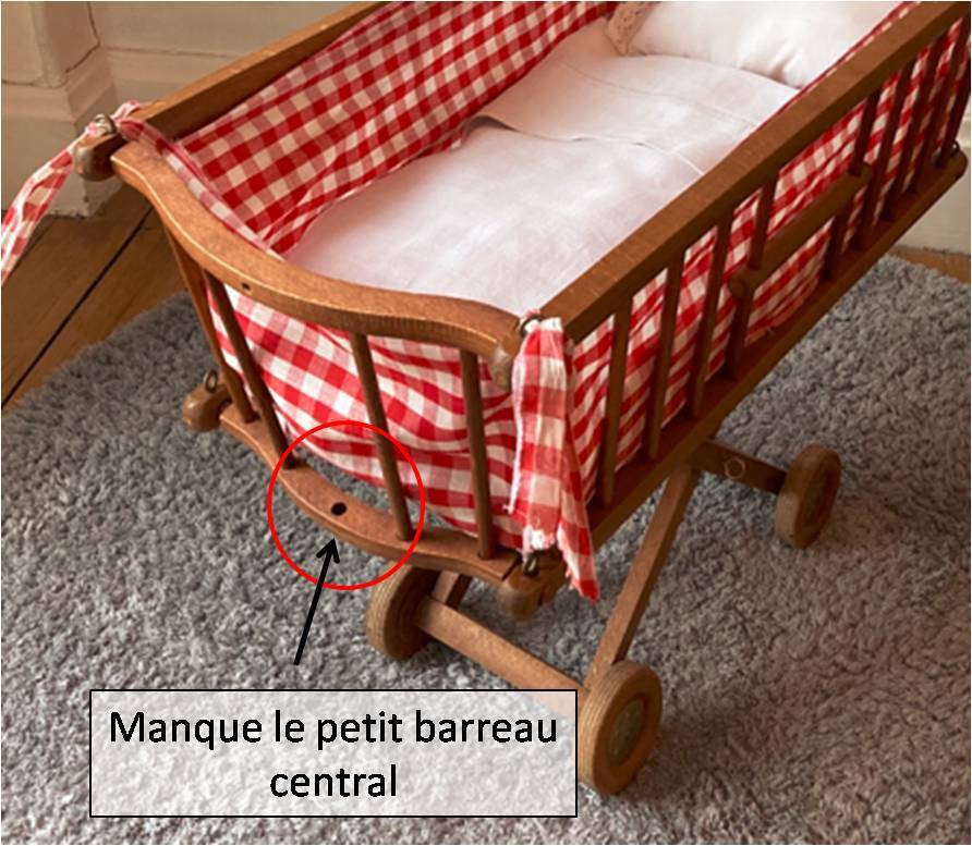 Vichy wooden doll pram bed set