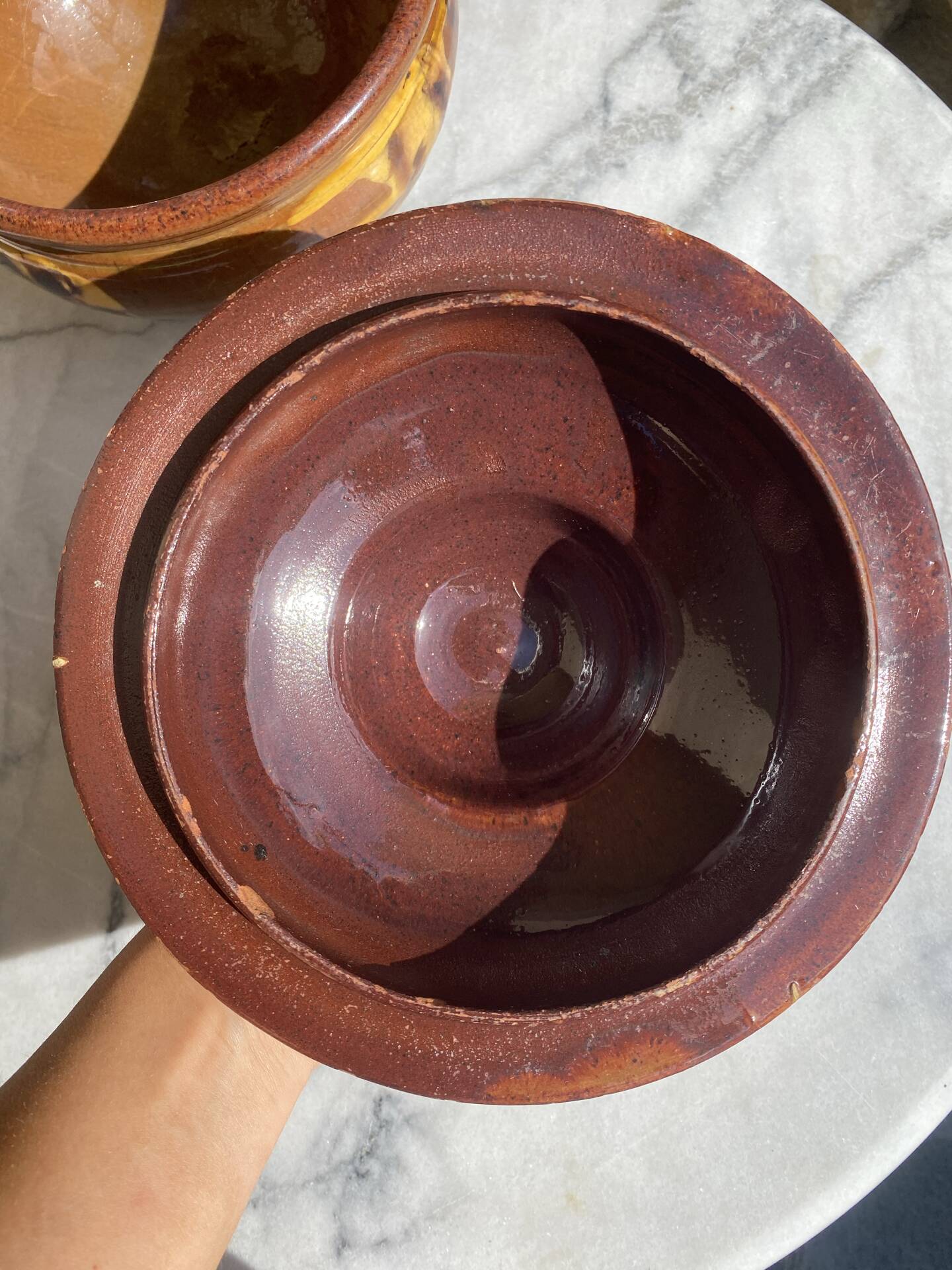 Antique glazed earthenware soup tureen