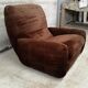 Vintage chocolate velvet armchair 1970 (roset line rock ducaroy)