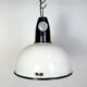 Industrial soviet white enamel pendant lamp, 1960s