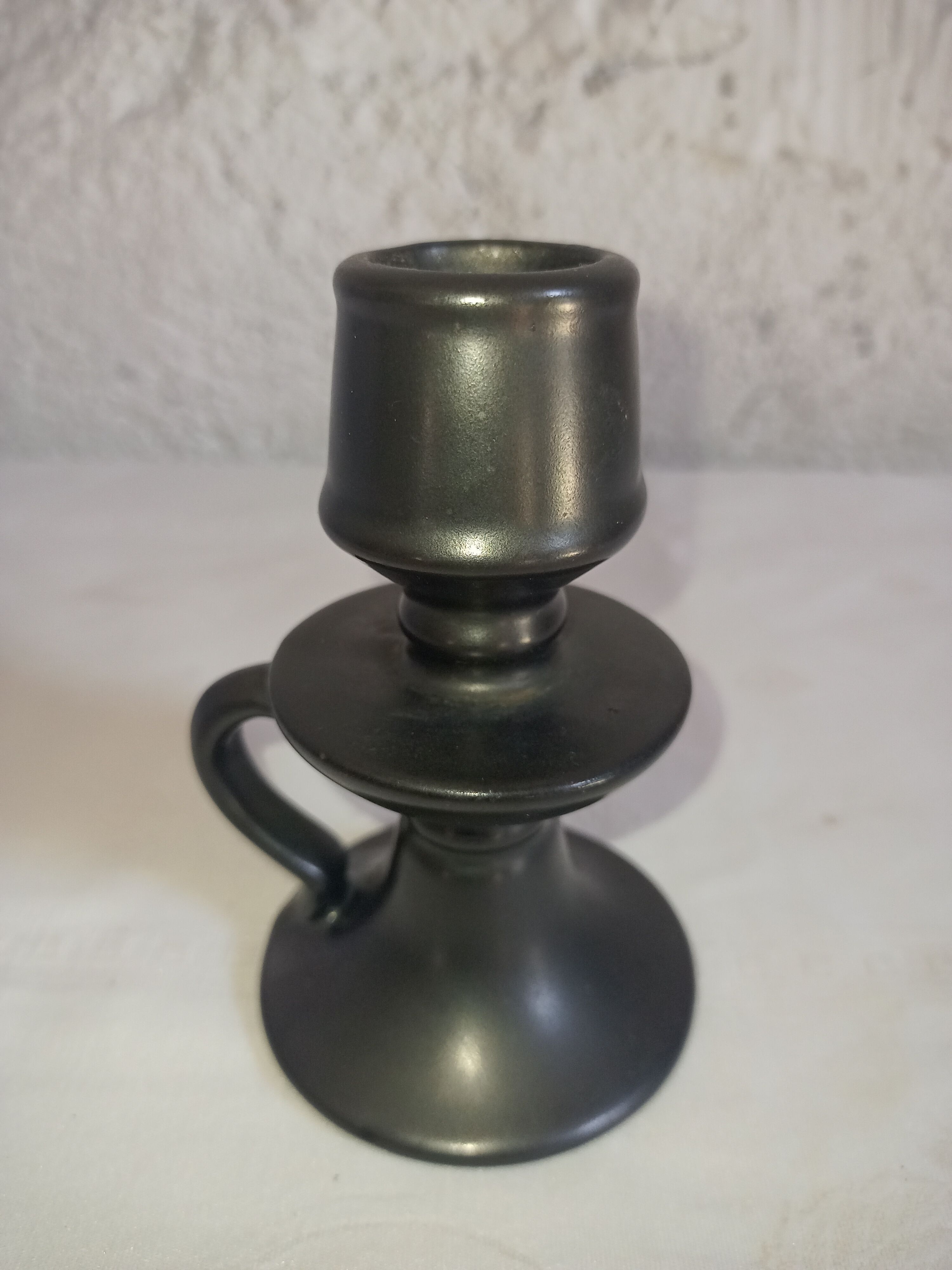 Black ceramic candle holder