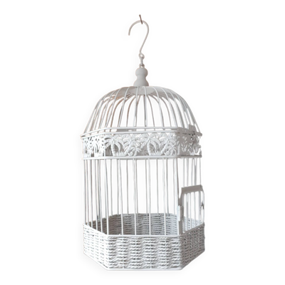 Cage en métal, patinée taupe  ,volière