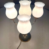 Vintage table lamp with 5 lights – frosted glass and gold metal